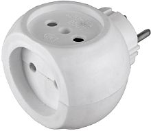 Разветвитель (Тройник) без заземления Rexant Шар 3-м 6А 2200 Вт белый картинка 